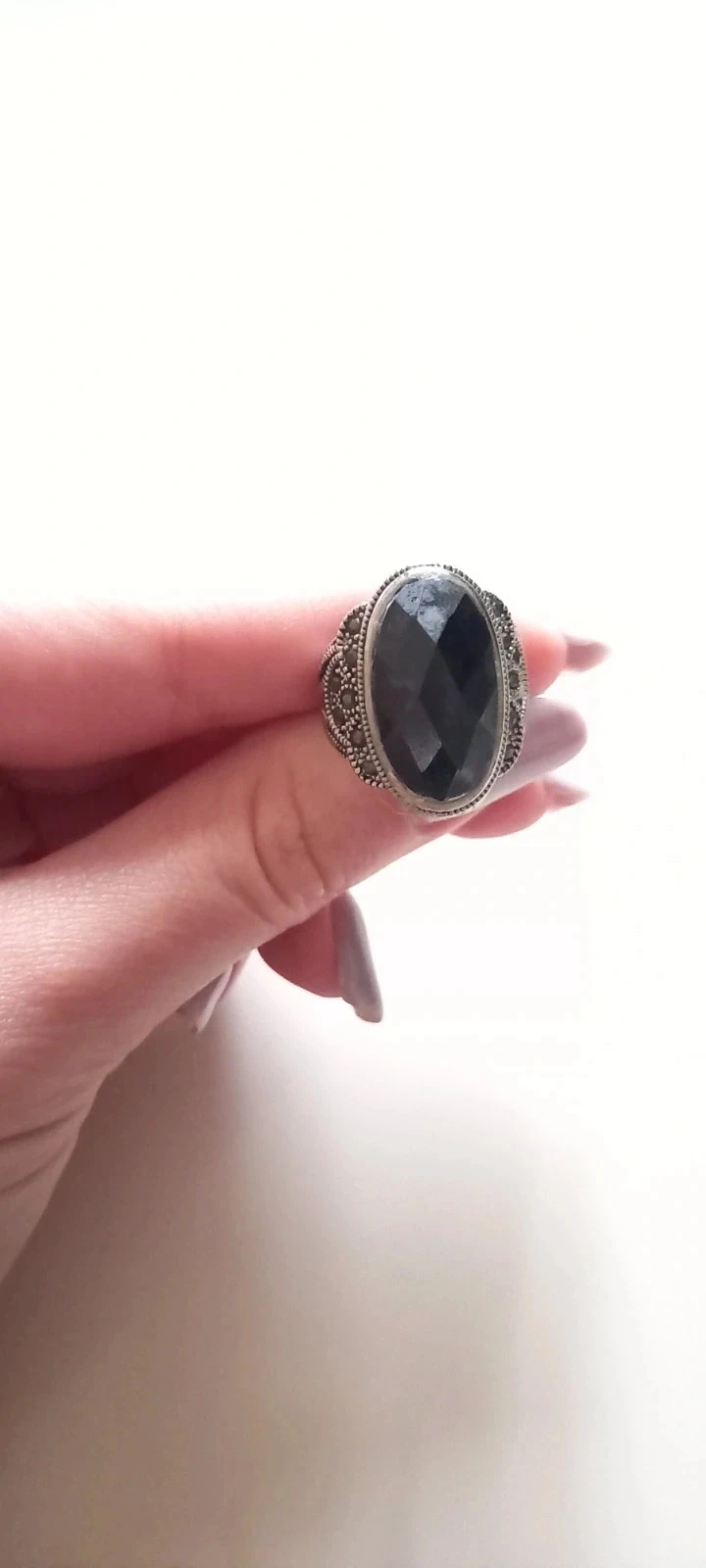 Bague noire et argentée vintage – photo 4